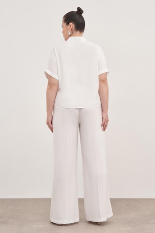 Beli Lastikli Cepli Palazzo Pantolon-1797 Beyaz