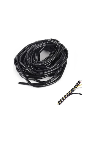 Kablo Toplama Spirali Helezon 6 Mm 10 Metre Siyah