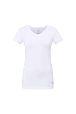 U.S. Polo Assn. Kadın Beyaz Kısa Kollu V Yaka T-Shirt 66004