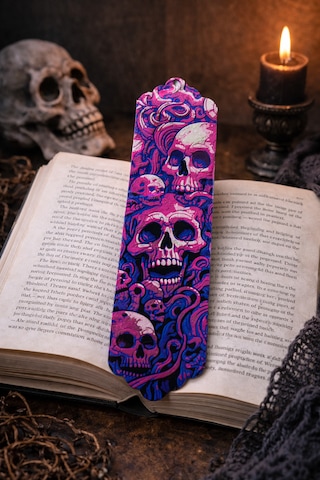 Neon Skull Art Desenli Kitap Ayracı