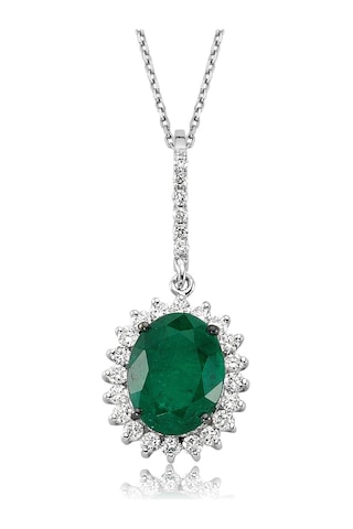 Pırlantalı Oval Zümrüt Anturaj Kolye N11.2340