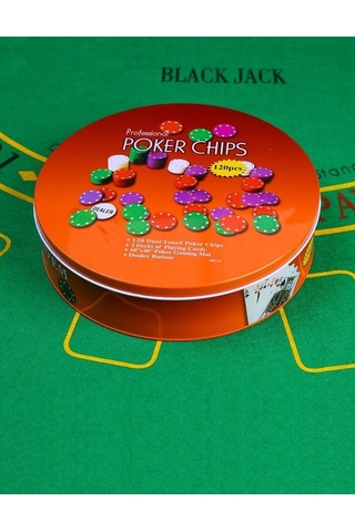 Rakamlı Poker Çipi Oyun Seti Metal Kutulu 120 Poker Fişi
