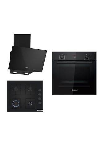 Bosch HBF512BB1T - POP6C6P30O - DWK63PJ60T Siyah Ankastre Set