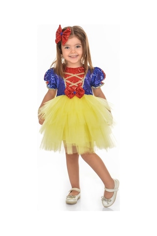 Pamuk Prenses Pul Payet Tütülü Kız Çocuk Parti Elbisesi