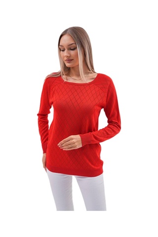 Kadın Baklava Dilimi Desenli Kazak 12781 Bgl-st04110 Kırmızı