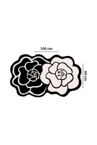 Bungari Rose Banyo Paspası 60x100cm Kaydırmaz Tabanlı Siyah