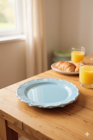 Premium Mavi Sert Plastik Sunum Tabağı 6 Lı - Baby Shower Ve Doğum Günü Tabağı Açık Mavi