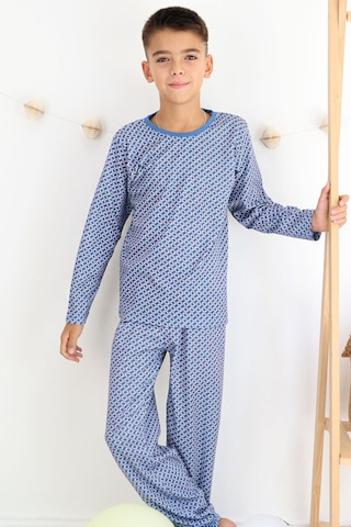 Breeze Erkek Çocuk Pijama Takımı Kare Desenli 9-12 Yaş, Mavi Mavi