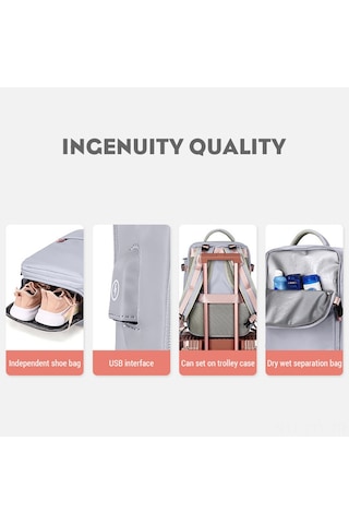 Dianziye Büyük Kapasiteli Seyahat Sırt Çantası - Su Geçirmez, Hafif, Usb Bağlantılı, Ayakkabı Çantası Dahil, Siyah Siyah