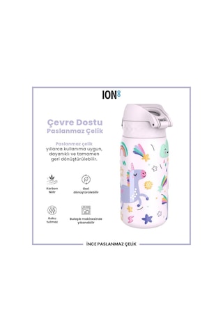 Ion8 - Paslanmaz Çelik Çocuk Suluk - Unicorn - 400 Ml - Sızdırmaz Çok Renkli