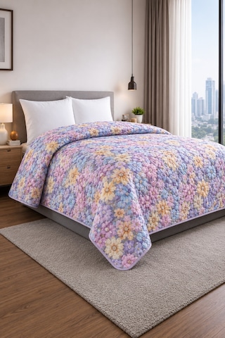 Yatak Örtüsü Çok Amaçlı 100% Polyester Hassas Tuşeli Basklı Lüx - Premium 200 Cm X 220 Cm Açık Pembe