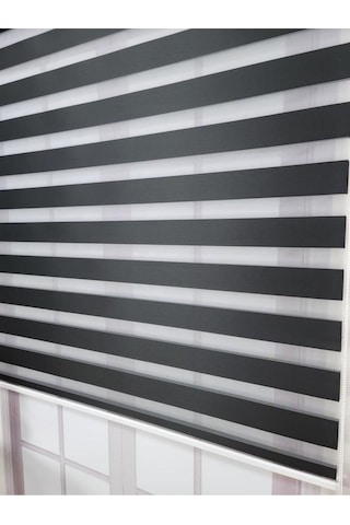 Siyah Bambu Düz Zebra Stor Güneşlik Perde