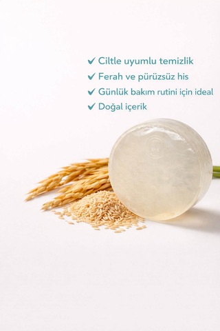 Pirinç Kepeği Özlü El Yapımı Doğal Oval Sabun - 100 Gr Pirinç Kepeği
