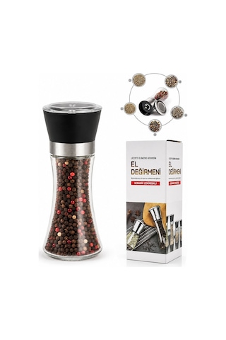 İbico İ22-409 Hand Grinder Tuz Ve Baharat Öğütücü - Büyük Boy Cam Hazneli Krom Belli