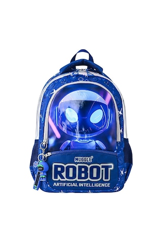 Muggle 3 Bölmeli Robot Okul Sırt Çantası Lacivert Mu-5904 Lacivert
