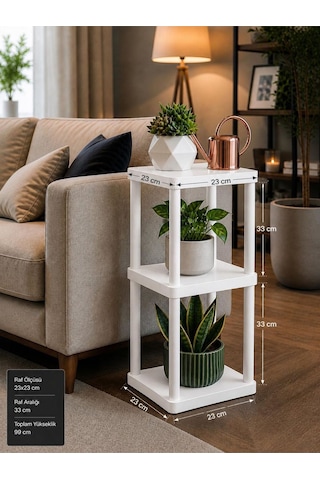Sakura 3 Katlı Çiçeklik Saksılık Beyaz