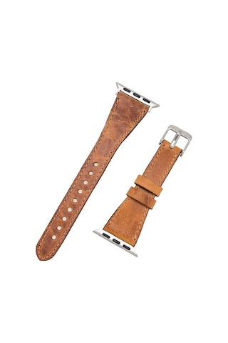 Apple Uyumlu Watch Deri Kordon 38-40-41mm Slim G19 Taba