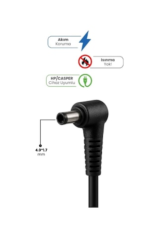 19v 4.74a 4.0 1.7mm 90w Hp / Casper İçin Laptop Adaptör