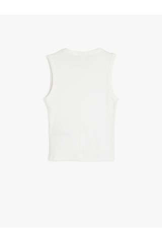 Koton Slim Fit Pamuklu Kolsuz Bisiklet Yaka Fitilli Atlet Beyaz 5sak10205ek Beyaz
