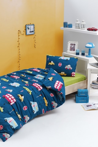 Eponj Home Kolay Ütülenir Nevresim Takımı Tek Kişilik Paula Mavi