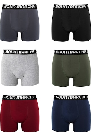 Boun Marche Erkek Boxer Likralı Premium 6'lı Kutu Evan Renkli - Evan - Classic