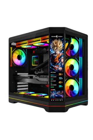 Gametech Vision V2 7x Argb Fanlı Lcd Ekranlı Oyuncu Bilgisayar Kasası Siyah