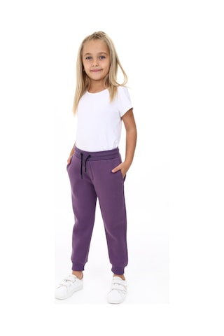 Toontoy Kız Çocuk Baskılı Beli Paçası Lastikli Cepli Basic Jogger Eşofman Altı 3 İplik Şardonlu Mor