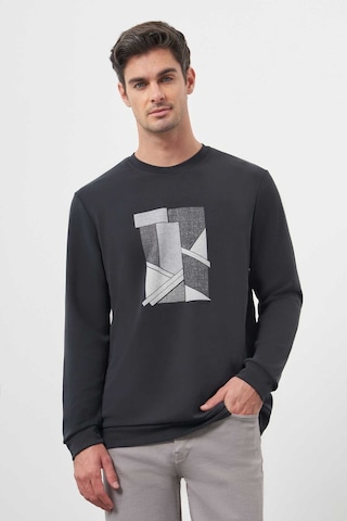 Morven Erkek Siyah Trend Bisiklet Yaka Sweat-shirt 25ks063004001 Siyah Siyah