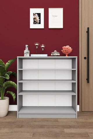 Asra Trend 4 Katlı Açık Raflı Ayakkabılık A-32 %100 MDF Modern Bot Uyumlu Düzenleyici Kül Gri