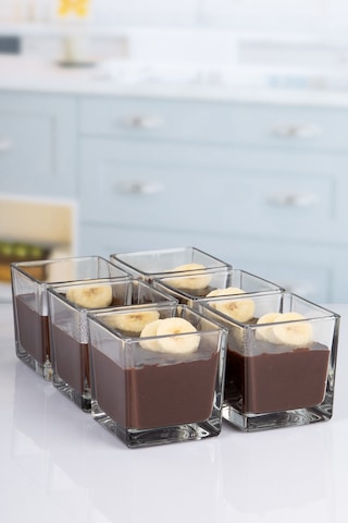 6'lı Kare Cam Magnolya Kasesi Seti Puding Cup Dondurma Servis Sunum Magnolia Kase Takımı Şeffaf