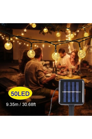 Pazly Güneş Enerjili 50 Led Kristal Küre Bahçe Aydınlatma - 8 Mod, Su Geçirmez