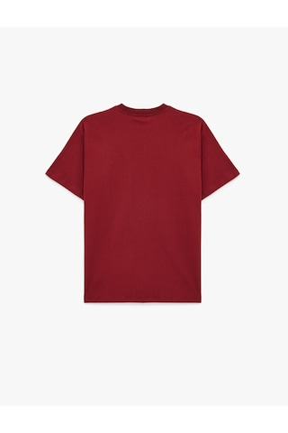 Koton Regular Fit Kısa Kollu Bisiklet Yaka Pamuklu Baskılı Tişört Bordo 6sam10012mk Bordo