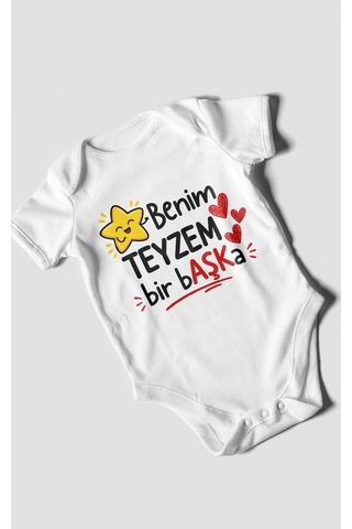 Morivokids Benim Teyzem Bir Başka Kısa Kollu Bebek Body %100 Pamuk Beyaz