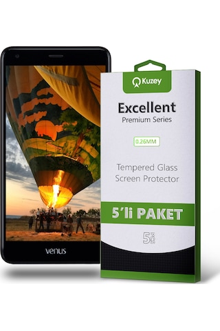 Vestel Venüs V4 ile Uyumlu Temperli Ekran Koruyucu Kırılmaz Cam Ekonomik 5'li Paket