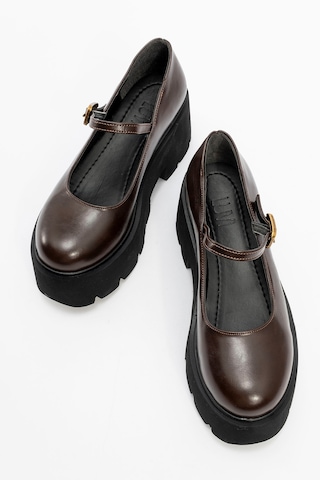 Luvishoes Luvi Shoes Linley Kahve Cilt Kadın Kalın Tabanlı Günlük Ayakkabı Kahve Rengi