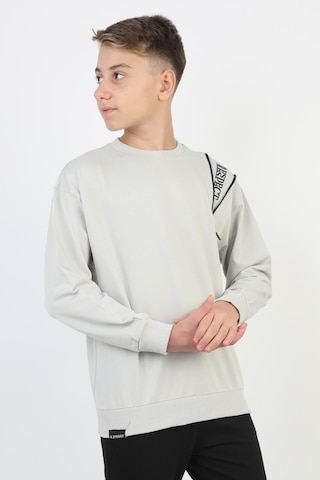 Fermuarlı Respect Baskılı Gri Erkek Çocuk Sweatshirt-90815 Gri
