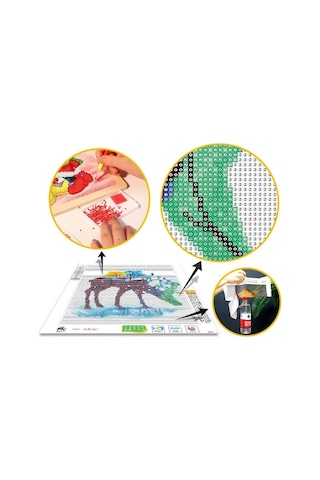 Çok Renkli Elmas Boyama Tam Yuvarlak Elmas Nakış Resim Taklidi Çapraz Dikiş Elmas Mozaik İşi 30x40cm