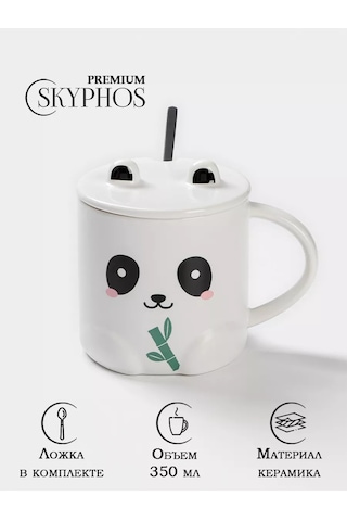 Skyphos 350 Ml Panda Çay Ve Kahve İçin Hediye Kabı Kaşık İle 178971977 Yeşil