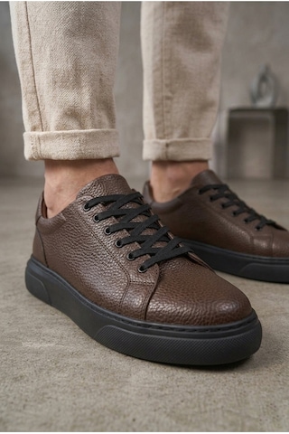 DMR Elegance Blf-010 Erkek Sneaker Günlük Casual Spor Ayakkabı Kahverengi Siyah Taban Rekli