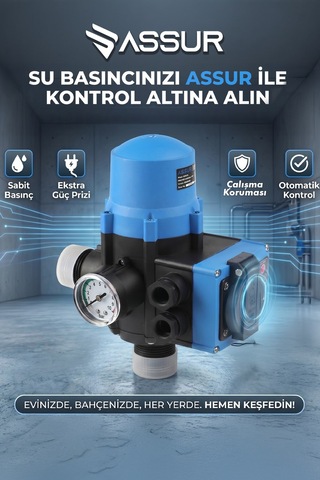 Assur 220v Skd-6e 1.1kw 10 Bar Su Pompası Otomatik Basınç Kontrol Cihazı-3151