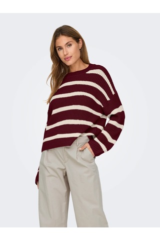 Jdy Jdyjusty L/s Stripe Pullover Kadın Kazak 15264902 Bordo