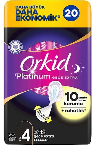 Orkid Platinum Hijyenik Ped Gece Ekstra 20'li