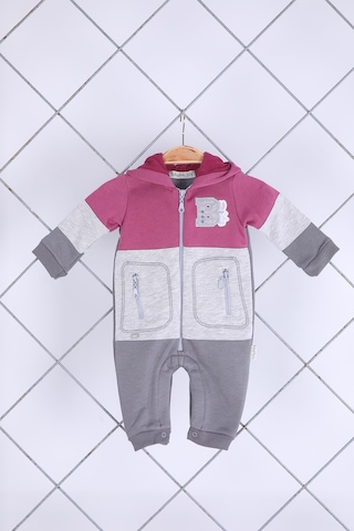 Babyhola Kız Erkek Fermuarlı Kapüşonlu Spor Tulum 12645 Mor