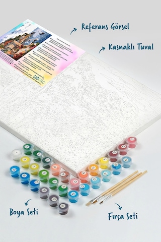 Sayılarla Boyama Seti 40 x 50 CM Tuval Şasesine Gerili Renkli Rıhtım
