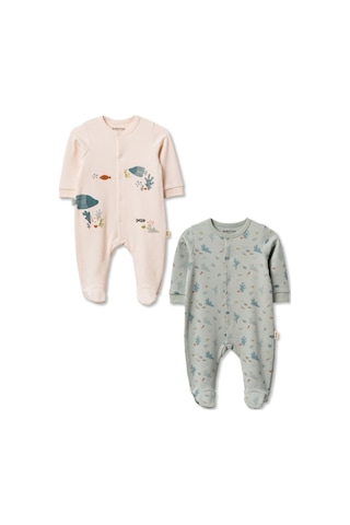 Babycosy Organic Wear %100 Organik Pamuk,2 Li Bebek Patikli Tulum,uzun Kollu,çıtçıtlı Set,bebek Ve Yenidoğan Serisi,unisex Krem