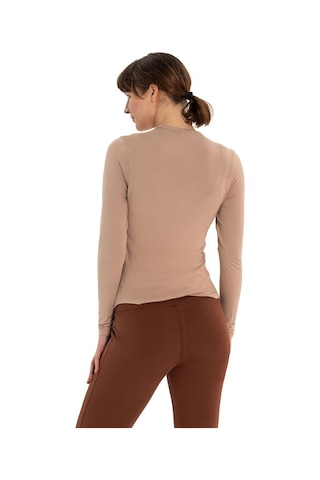 Inguz Uzun Kollu Basic Modal Yoga T-shirt Bej