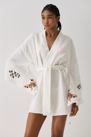 Sagaza Studio Ss6185 Desenli Kimono Sarı