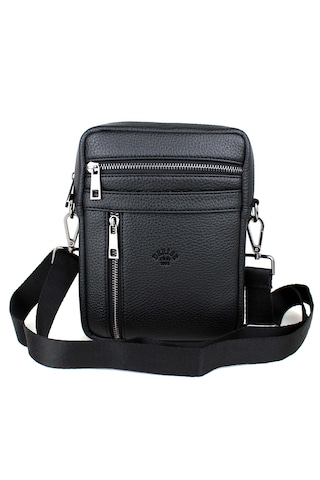 Erkek Siyah Askılı Postacı Çanta Omuz Çantası Siyah