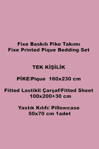 Saldo Bej Tek Kişilik Pike Takımı %100 Pamuk, Lastikli Çarşaflı Bej
