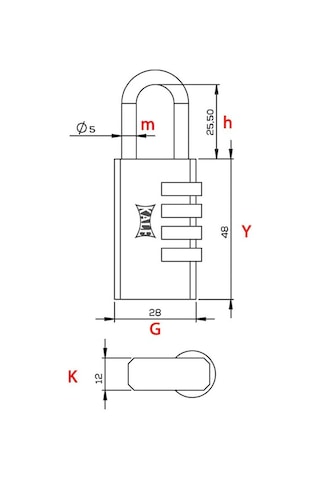 Kale Kilit 4 Basamaklı Şifreli Asma Kilit Prinç 28 Mm